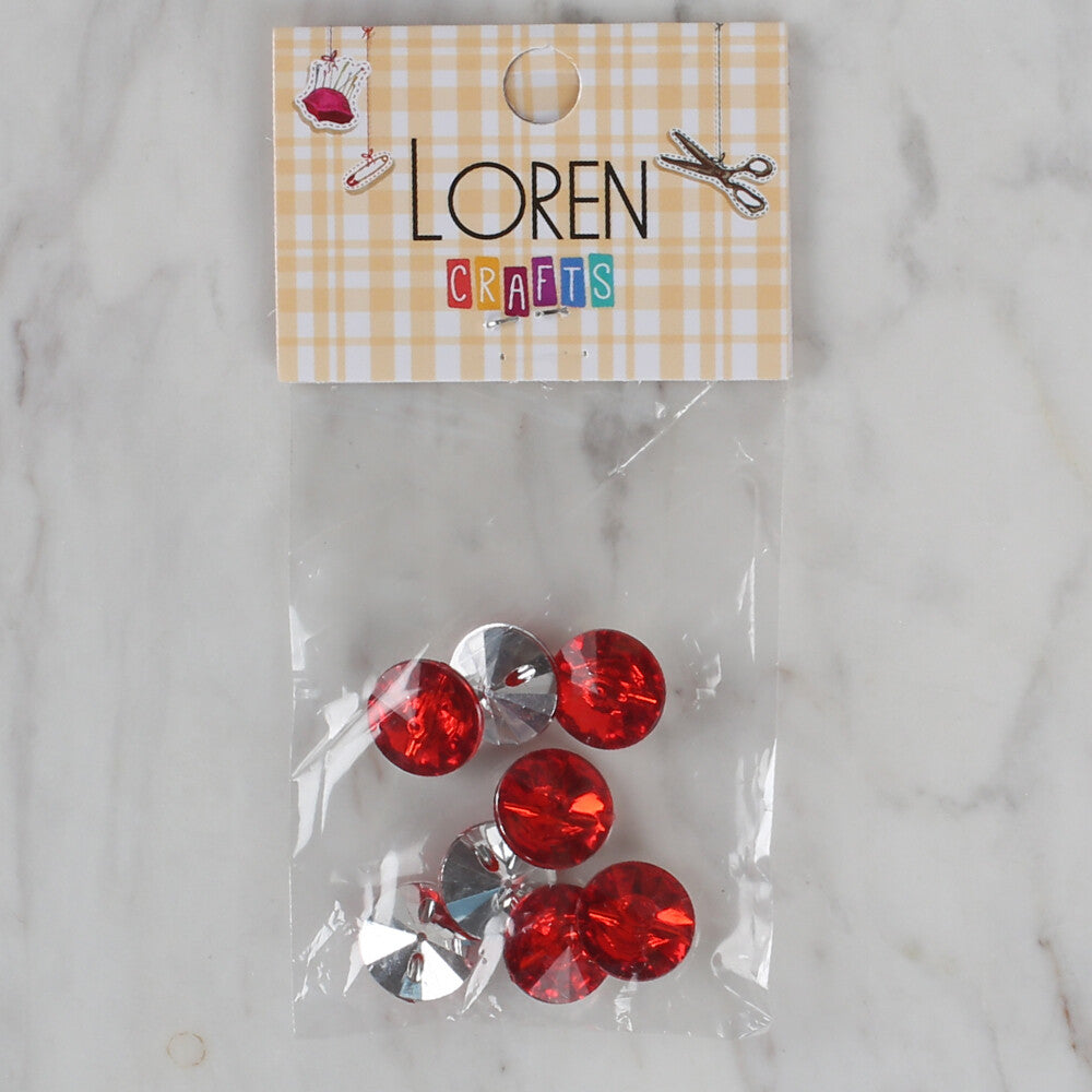 Loren Crafts kırmızı 8'li düğme - 204